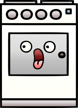 Bir insan tarafından çizilmiş mutfak fırınının gölgelenmiş karikatürü.