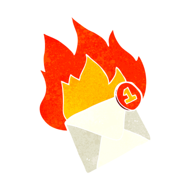 Bir insan tarafından çizilmiş freehand retro karikatür e- posta iletisi