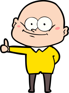 Bir insan tarafından çizilmiş kel bir adam.