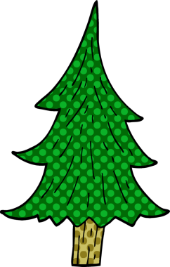 Bir insan tarafından çizilmiş çam ağaçları.