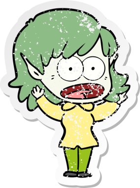 Bir karikatürün sıkıntılı çıkartması bir insan tarafından çizilmiş elf kızı şok etti.