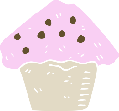 Bir insan tarafından çizilmiş çilekli kekin düz renk çizimi