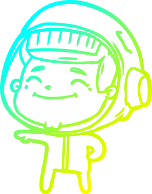 Bir insan tarafından çizilmiş mutlu bir astronotun soğuk gradyan çizimi.