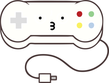 Bir insan tarafından çizilmiş bir oyun denetleyicisinin düz renk retro karikatürü