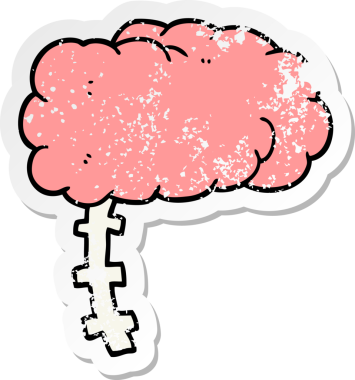 Bir insan tarafından çizilmiş karikatür beyninin sıkıntılı çıkartması.