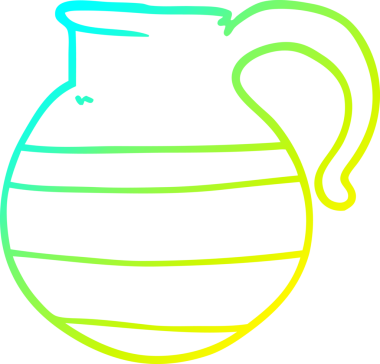 Bir insan tarafından çizilen karikatür sürahisinin soğuk gradyan çizimi