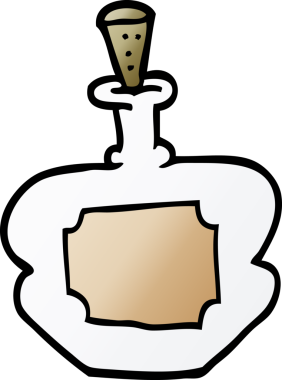 Bir insan tarafından çizilmiş karikatür parfüm şişesi.