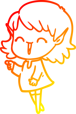 Bir insan tarafından çizilmiş çizgi film karakteri bir elf kızı çizimi