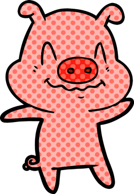 Bir insan tarafından çizilmiş sinirli çizgi film domuzu.