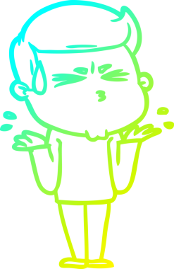 Bir insan tarafından çizilmiş terleyen bir çizgi film karakteri çizimi.