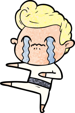 Bir insan tarafından çizilmiş ağlayan çizgi film adamı.