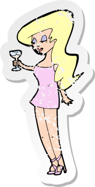 Partide bir insan tarafından çizilmiş bir karikatür kadının gerilimli çıkartması.