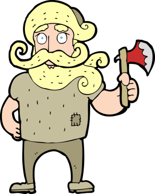 Bir insan tarafından çizilmiş baltalı bir oduncu.