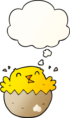 Düşünce baloncuğu olan, bir insan tarafından çizilmiş karikatür kuluçkaya yatmış yavru.