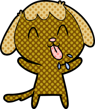 Bir insan tarafından çizilmiş şirin bir çizgi film köpeği.