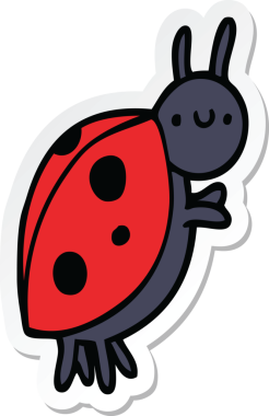 Bir insan tarafından çizilmiş bir uğur böceğinin çıkartması.