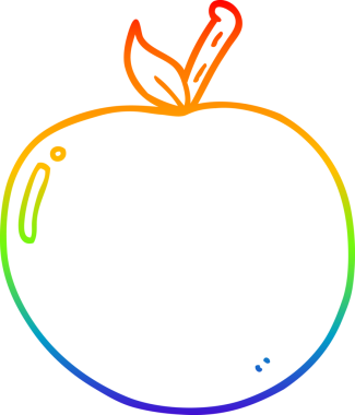 gökkuşağı gradyan çizgi çizimi bir insan tarafından çizilmiş elma çizgi