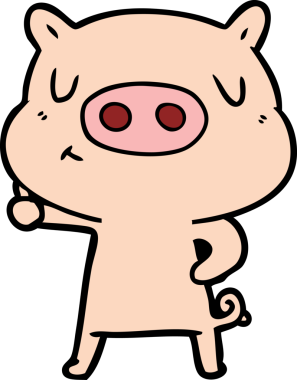 Bir insan tarafından çizilmiş çizgi film içerikli domuz.