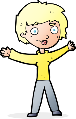 Bir insan tarafından çekilen kollarını sallayan çizgi film kadını.