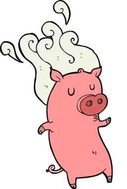 Bir insan tarafından çizilmiş kokuşmuş domuz.