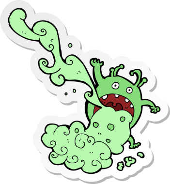 Bir insan tarafından çizilmiş iğrenç bir canavarın çıkartması.