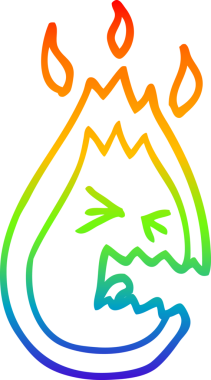 Gökkuşağı gradyan çizgi çizimi Bir insan tarafından çizilmiş kızgın ateş