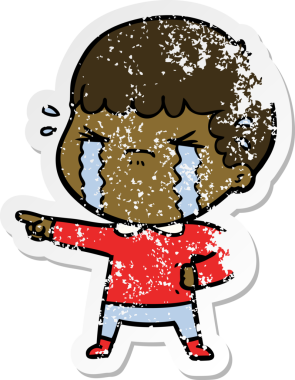 Bir insan tarafından çizilmiş ağlayan bir karikatürcünün sıkıntılı çıkartması.