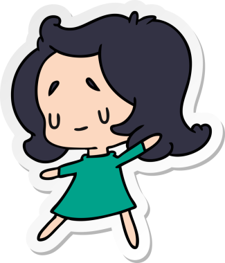 Bir insan tarafından çizilmiş sevimli bir kawai kızının çizilmiş bir karikatür çizimi.