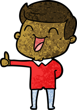 Bir insan tarafından çizilmiş gülen çizgi film adamı.