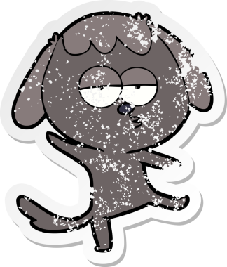 Bir insan tarafından çizilmiş sıkıntılı bir çizgi film çıkartması.