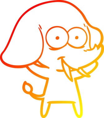 Bir insan tarafından çizilmiş mutlu bir filin sıcak çizgi çizimi