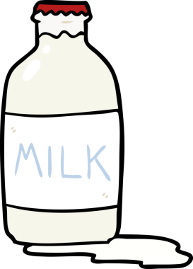 Bir insan tarafından çizilmiş bir bardak taze süt.