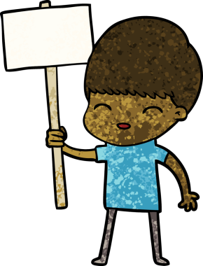 Bir insan tarafından çizilmiş mutlu çizgi film çocuğu.