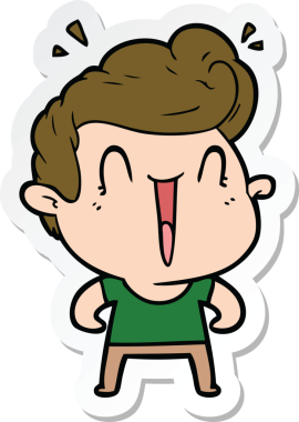 Bir insan tarafından çizilmiş mutlu bir adamın çıkartması.