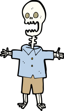 bir insan tarafından çizilmiş karikatür iskeleti