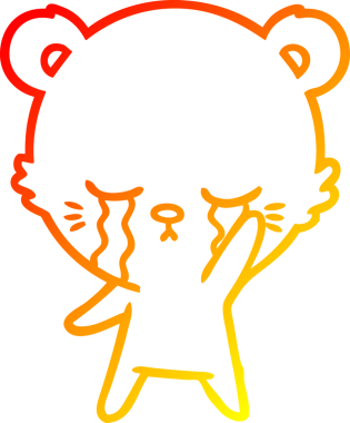 Bir insan tarafından çizilen ağlayan çizgi film kutup ayısının sıcak çizgi çizimi