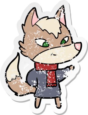 Bir insan tarafından çizilmiş dost canlısı bir kurdun sıkıntılı çıkartması.