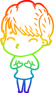 Gökkuşağı gradyan çizgi çizimi Bir insan tarafından çizilmiş bir çizgi kadın