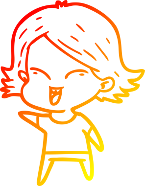 Bir insan tarafından çizilmiş mutlu bir çizgi film kızı çizimi