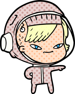 Bir insan tarafından çizilmiş astronot kadın.