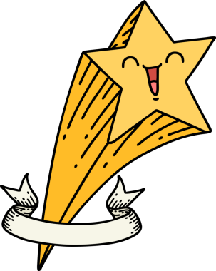 Bir insan tarafından çizilmiş dövme stili kayan yıldız.