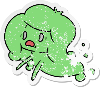 Bir insan tarafından çizilmiş kawai korkunç hayaletinin serbest sticker 'ı.