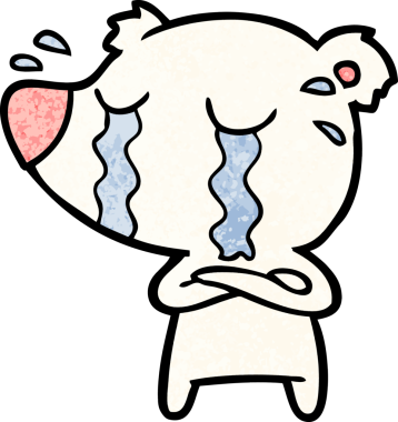 Bir insan tarafından çizilmiş üzgün küçük kutup ayısı çizgi filmi.