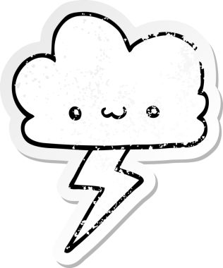 Bir insan tarafından çizilmiş karikatür fırtına bulutunun sıkıntılı çıkartması.