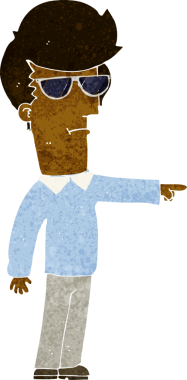 Bir insan tarafından çizilmiş gözlüklü bir çizgi film adamı.