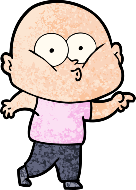 Bir insan tarafından çizilmiş kel bir adam.