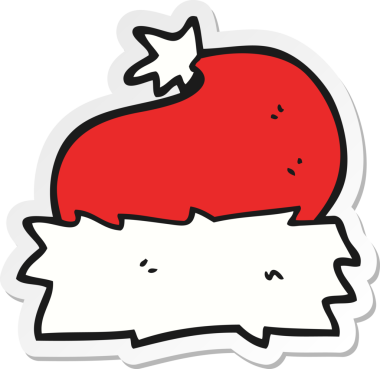 Bir insan tarafından çizilmiş bir karikatür Noel şapkasının çıkartması.