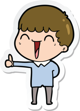 Bir insan tarafından çizilmiş mutlu bir adamın çıkartması.