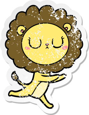 Bir insan tarafından çizilen aslan çizgi filminin sıkıntılı çıkartması.