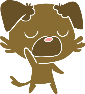 Bir insan tarafından çizilmiş düz renkli çizgi film köpeği.